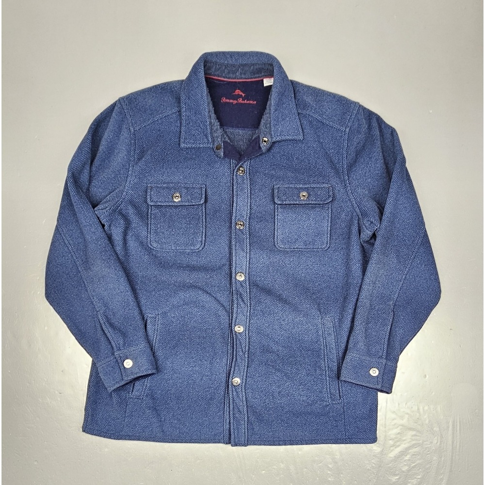 Tommy Bahama Weekend Hideaway Snap Shirt Jacket Mens XL Blue Casual